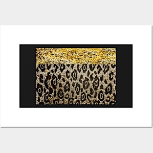 Animal Print Black and Gold and Brown Cheetah and Leopard Posters and Art